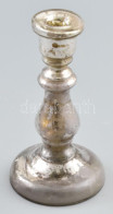 Cca XIX. Sz. Foncsor üveg Gyertyatartó, Kopással, M: 16 Cm - Glass & Crystal