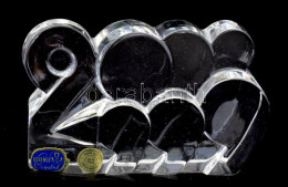 Bohemia 1999-2000 Milleniumi öntött ólomkristály Asztaldísz, Mely Az Ezredforduló évszámainak Alakját Vegyíti. Címkével  - Glass & Crystal