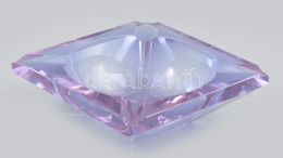 Halványlila Színezésű öntött üveg Hamuzó, Jelzés Nélkül, 13x13 Cm - Glass & Crystal