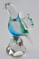 Üveg Madár, Kézzel Készült, Anyagában Színezett, Jelzés Nélkül 19 Cm - Glas & Kristall