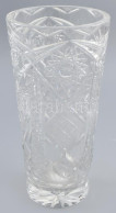 Ólomkristály Váza, Hámozott és Csiszolt Díszítéssel, Minimális Kopottsággal, M: 26 Cm - Vidrio & Cristal