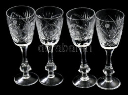 Ajka Kristály 4 Darab Likőrös Pohár, Jelzés Nélkül, Hibátlan, M: 15 Cm - Glas & Kristall