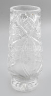 Ólomkristály Váza, Hámozott és Csiszolt Díszítéssel, Minimális Kopottsággal, M: 25 Cm - Verre & Cristal