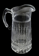 Francia üvegkancsó, Jelzéssel, Pattanással, M: 28 Cm - Glass & Crystal