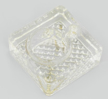 Antik Tintatartó, öntött üveg, Kopással, Jelzés Nélkül, 7,5x7,5x3,5 Cm - Glass & Crystal