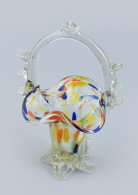 Murano üveg Kosár, Jelzés Nélkül, Hibátlan, M: 18 Cm - Glass & Crystal
