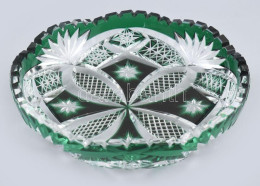 Ajka Kristály 2 Darab Kínáló, Csiszolt Mintával, Kopással, Jelzés Nélkül, D: 14,5-18,5 Cm - Glass & Crystal