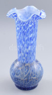 Murano Kétrétegű Szaggatott Kék Színezésű üvegváza, Jelzés Nélkül, Hibátlan, M: 26 Cm - Glas & Kristall