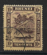 BRUNEI 1912 10c PURPLE/YELLOW SG 42 WATERMARK MULTIPLE CROWN CA FINE USED - Brunei (...-1984)