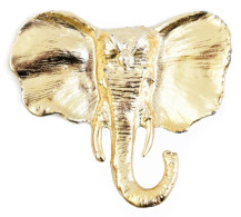 Elefántfejes Aranyszínű Fém Bross, 6,5x6 Cm - Autres & Non Classés