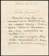 1929 Maróti Major Jenő (1871-1945) Festőművész, Grafikus Autográf Levele Sárdy Brutus (1892-1970) Festőművész, Restaurát - Ohne Zuordnung