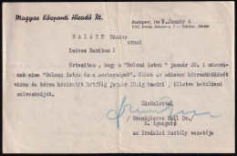 1949 Kolozsvári Grandpierre Emil (1907-1992) Autográf Aláírása Egy értesítésen, Magyar Központi Híradó Rt. Fejléces Papí - Ohne Zuordnung