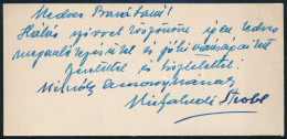 1950-1970 Kisfaludi Strobl Zsigmond (1884-1975) Szobrászművész Saját Kezű Köszönetnyilvánító Sorai Ismeretlen Személy Ré - Non Classés