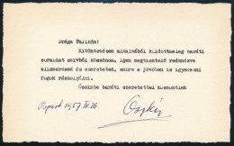 1957 Maleczky Oszkár (1894-1972) Operaénekes Gépelt Köszönetnyilvánító Sorai, Kossuth-díjhoz Gratuláló Sorokra Válaszul, - Ohne Zuordnung