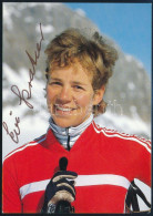 Evi Kratzer (1961) Svárjci Olimpiai 3. Helyezett Sífutó / Swiss Cross-country Skier Autograph Postcard - Sonstige & Ohne Zuordnung