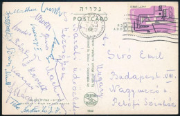 1960 Az MTK Bajnok Labdarúgócsapatának Tagjainak Autográf Aláírással Ellátott Képeslapja Izraelből. Lantos, Kovalik, Sár - Other & Unclassified
