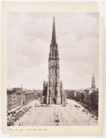 Cca 1900-1910 Hamburg, Nicolaikirche (Szent Miklós-templom), Nagyméretű Fotó, Sérült Kartonon, 27,5x22 Cm - Otros & Sin Clasificación