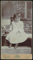 Cca 1880-1890 Kislány Játékkutyával, Keményhátú Fotó A Dunky Fivérek Kolozsvári Műterméből, 16×8,5 Cm - Sonstige & Ohne Zuordnung