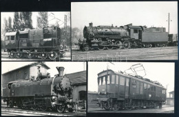 Régi Gőz- és Villanymozdonyok, 4 Db Modern Előhívás, 8×11és 9×17 Cm Közötti Méretekben / Vintage Locomotives Modern Phot - Autres & Non Classés