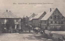 Mitau - Schloss-Strasse - Durchziehende Deutsche Transportkolonnen - Feldpost 1915 (2 Scans) - Lettonie