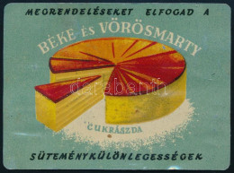 1955 Béke és Vörösmarty Cukrászda Fém Kártyanaptár, Kopásnyomokkal - Werbung