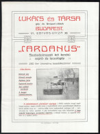 Lukács és Társa Gép- és Fémipari Cikkek Carddanus Seprő és Locsológép Képes Bemutató Nyomtatvány Hajtva 26x34 Cm - Publicités