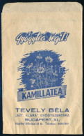 Cca 1940 Tevely Béla Szent Klára Gyógyszertára Bp XI. Horthy Miklós út Teás Zacskó 10x14 Cm - Advertising