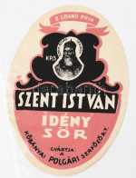 Szent István Idény Sör Címke, 9,5×6,5 Cm - Publicidad