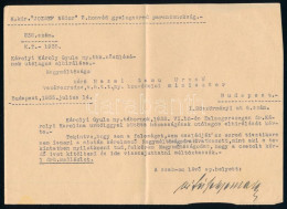 1935 Károlyi Gyula Tábornok Nősülési Engedélykérelme Hazai Samu Vezérezredeshez - Other & Unclassified