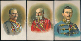 Cca 1916 A Tengelyhatalmak Vezetői: Ferenc József, IV. Károly, Simeon Cár, II. Vilmos, Stb., 6 Db Litho Kép, 9x14 Cm - Sonstige & Ohne Zuordnung