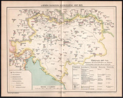 Cca 1900 A Közös Hadsereg Elhelyezkedése 1897-ben, 1:5.500.000, Pallas Nagy Lexikona, Bp., Posner-ny, 20,5x26,5 Cm - Other & Unclassified