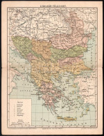 Cca 1890-1900 A Balkán-félsziget Térképe, Rajzolta: Homolka József, Bp., Eggenberger-féle Könyvkereskedés (Kellner és Mo - Sonstige & Ohne Zuordnung