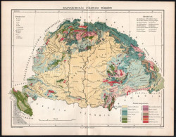 Cca 1900 Magyarország Földtani Térképe, Rajzolta Homolka József, Pallas Nagy Lexikona, Bp., Posner-ny., 24x30 Cm - Sonstige & Ohne Zuordnung