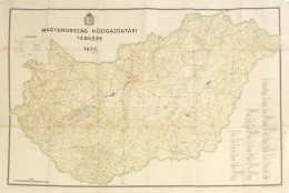 1937 Magyarország Közigazgatási Térképe, Kiadja: A M. Kir. Központi Statisztikai Hivatal, Sérülésekkel, Foltokkal, 94x62 - Sonstige & Ohne Zuordnung