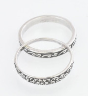 2 Db Ezüst (Ag) Gyűrű, Jelzettek Mintásak M: 58-60, 4,2 G - Other & Unclassified