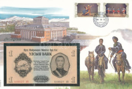 Mongólia 1955. 1T Felbélyegzett Borítékban, Bélyegzéssel T:UNC Mongolia 1955. 1 Tugrik In Envelope With Stamp And Cancel - Zonder Classificatie