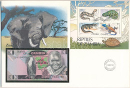 Zambia 1980-1988. 1K Felbélyegzett Borítékban, Bélyegzéssel T:UNC Zambia 1980-1988. 1 Kwacha In Envelope With Stamp And  - Sin Clasificación