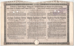 Budapest 1905. "Urikány-Zsilvölgyi Magyar Kőszénbánya-Részvénytársaság" Jelzálogos Elsőbbségi Kötvénye 400K-ról Bélyegzé - Sin Clasificación
