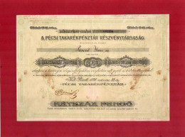 Pécs 1926. "Pécsi Takarékpénztár Részvénytársaság" Névre Szóló Részvénye 200P-ről, Szárazpecséttel, Bélyegzéssel, Papírk - Zonder Classificatie