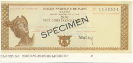 Franciaország DN 200Fr "Banque Nationale De Paris" "SPECIMEN" Utazási Csekk T:XF Hajtatlan, Kicsit Sérült Papír France N - Ohne Zuordnung