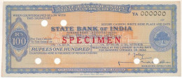 India DN 100R "State Bank Of India" "SPECIMEN" Utazási Csekk T:AU India ND 100 Rupees "Standard Bank" "SPECIMEN" Travell - Unclassified