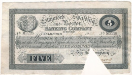 Nagy-Britannia / Stamford, Spalding & Boston Bank 1905. 5P Helyi Kiadás, érvénytelenítő Háromszög Alakú Bevágással T:F G - Unclassified