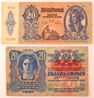 1913. 20K II. Kiadás, Piros "DEUTSCHÖSTERREICH" Felülbélyegzéssel + 1941. 20P T:F,VG Közte Folt - Ohne Zuordnung