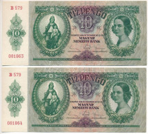 1936. 10P (2x) Sorszámkövetők "B 579 081863 - B 579 081864" T:VF Adamo P9 - Non Classés