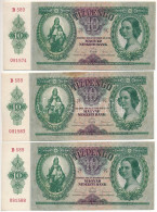 1936. 10P (3x) Közeli Sorszámokkal "B 589 091574 - B 589 091588" T:XF Fo. Adamo P9 - Non Classificati