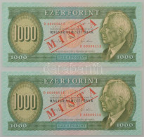 1993. 1000Ft (2x) "D 00000114 - D 00000115" Sorszámkövető, Piros "MINTA" Felülnyomással és Perforációval T:UNC Hungary 1 - Ohne Zuordnung