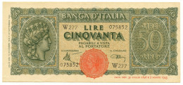 50 LIRE ITALIA TURRITA TESTINA SERIE SOSTITUTIVA W227 10/12/1944 BB/SPL - Regno D'Italia – Other