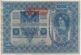 Ausztria 1920. (1902) 1000K II. Kiadás, Hátlap Rajzos, "2553 05265", Piros Vízszintes "DEUTSCHÖSTERREICH" Felülbélyegzés - Non Classés