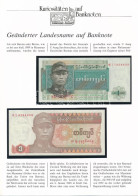 Burma 1972. 1K + Mianmar 1990. 1K Német Nyelvű Leírással T:I- Burma 1972. 1 Kyat + Mianmar 1990. 1 Kyat With German Desc - Ohne Zuordnung