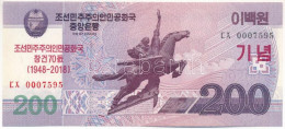 Észak-Korea 2018. 200W "A KNDK Megalapításának 70. évfordulója" Emlék Bankjegy T:UNC North Korea 2018. 200 Won "The 70th - Sin Clasificación